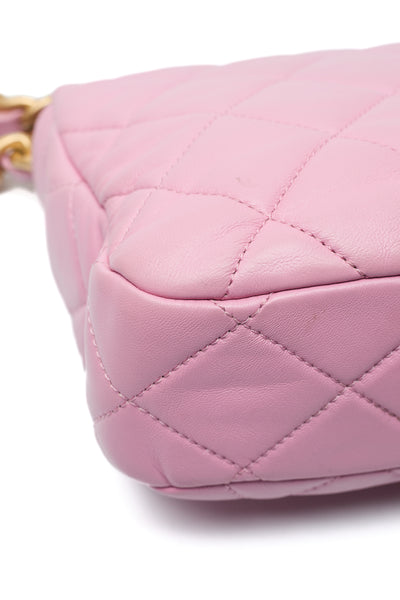 Chanel 2022 SS Runway Pink Lambskin Chunky Chain Flap Bag