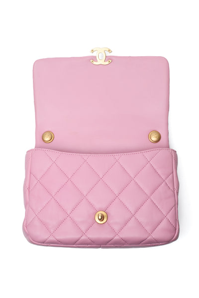 Chanel 2022 SS Runway Pink Lambskin Chunky Chain Flap Bag