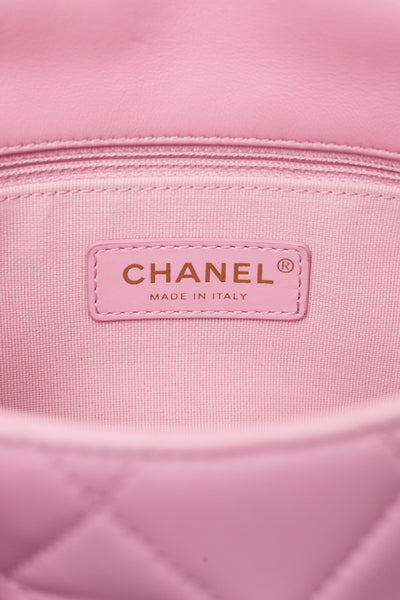 Chanel 2022 SS Runway Pink Lambskin Chunky Chain Flap Bag
