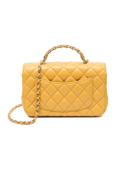 Chanel Yellow Lambskin Crystal Two Way Bag