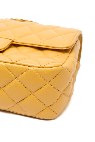 Chanel Yellow Lambskin Crystal Two Way Bag