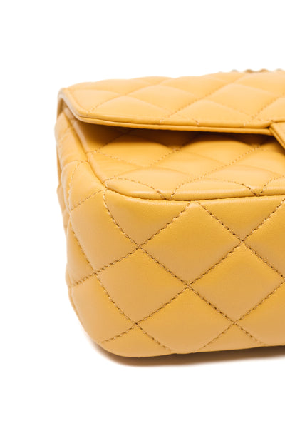 Chanel Yellow Lambskin Crystal Two Way Bag
