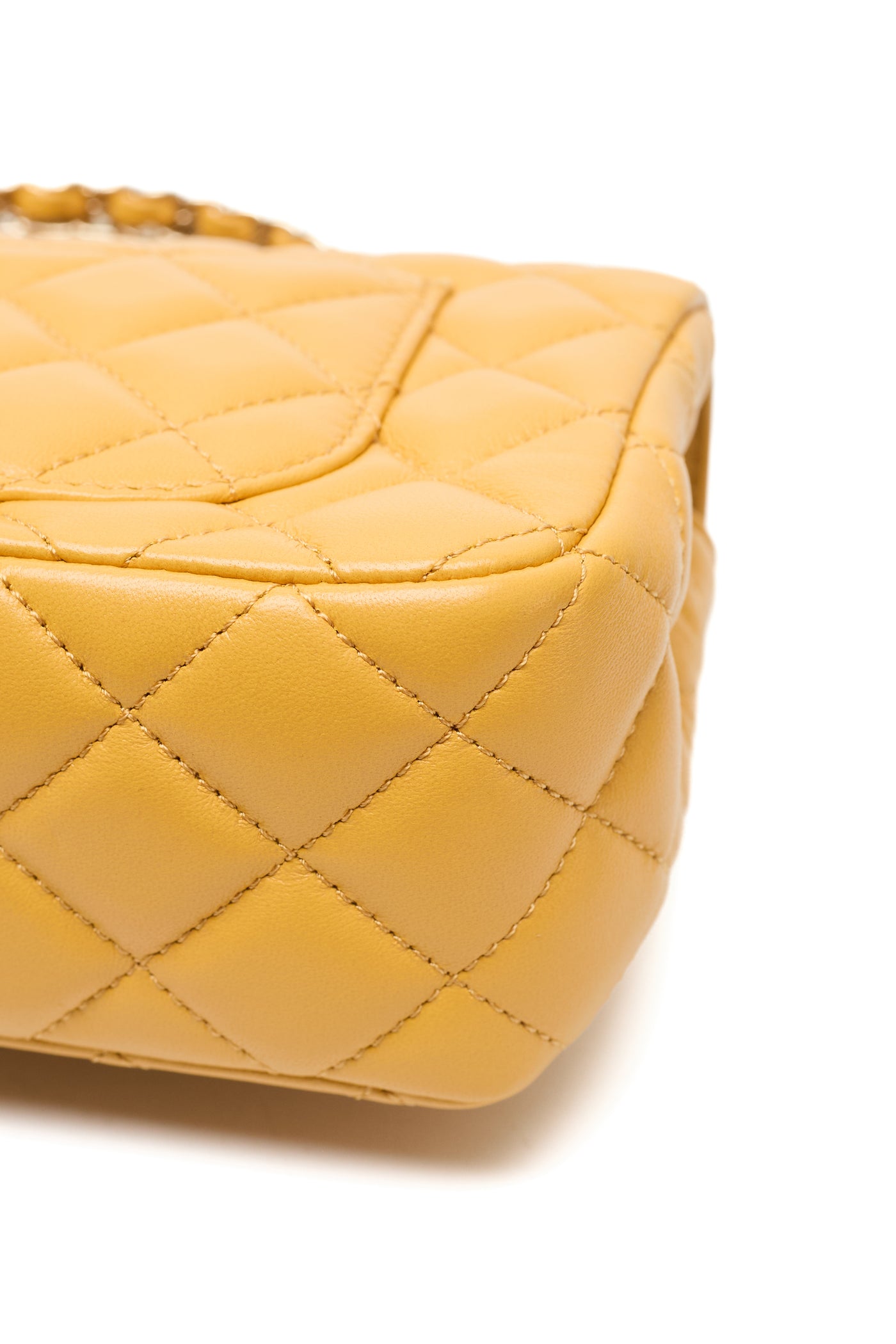 Chanel Yellow Lambskin Crystal Two Way Bag