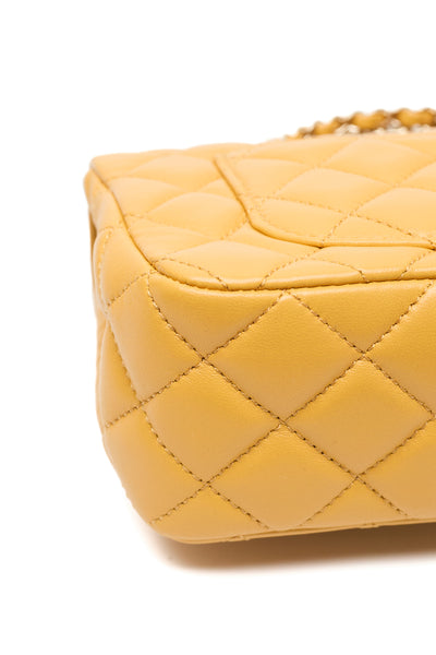 Chanel Yellow Lambskin Crystal Two Way Bag