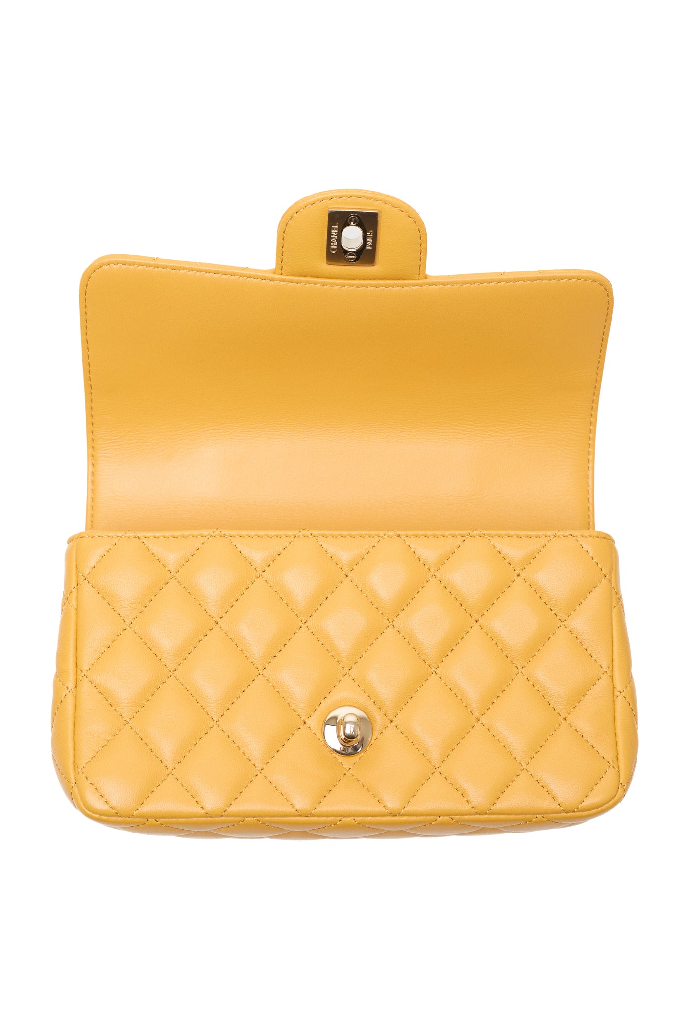Chanel Yellow Lambskin Crystal Two Way Bag