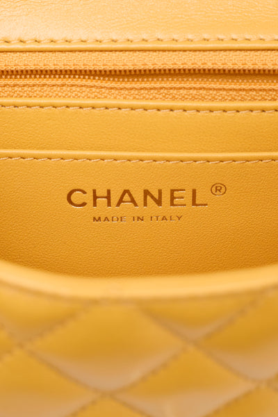 Chanel Yellow Lambskin Crystal Two Way Bag