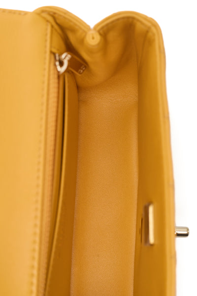 Chanel Yellow Lambskin Crystal Two Way Bag