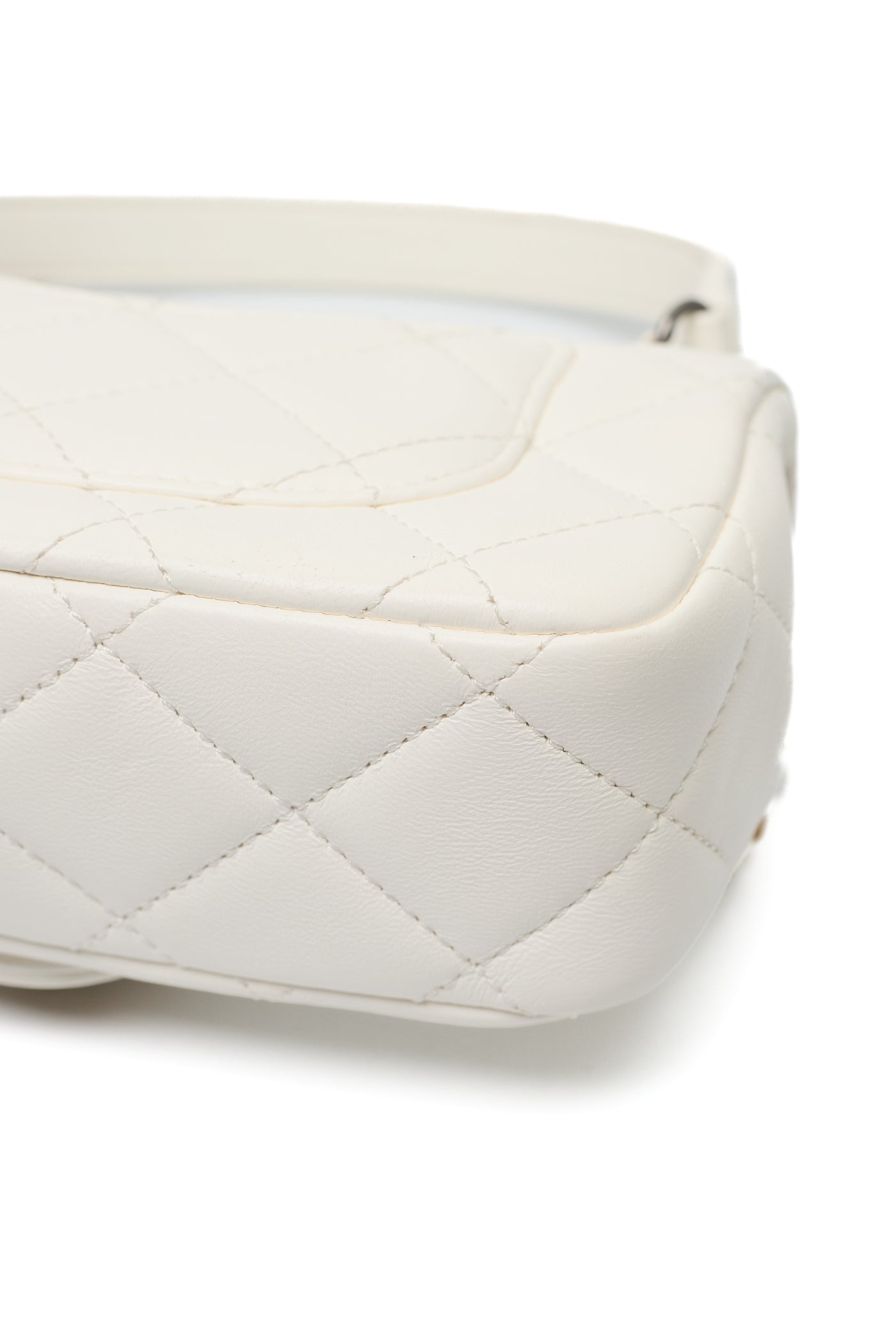 Chanel Limited Edition 2022 White Calfskin Logo Charm Mini Flap Bag