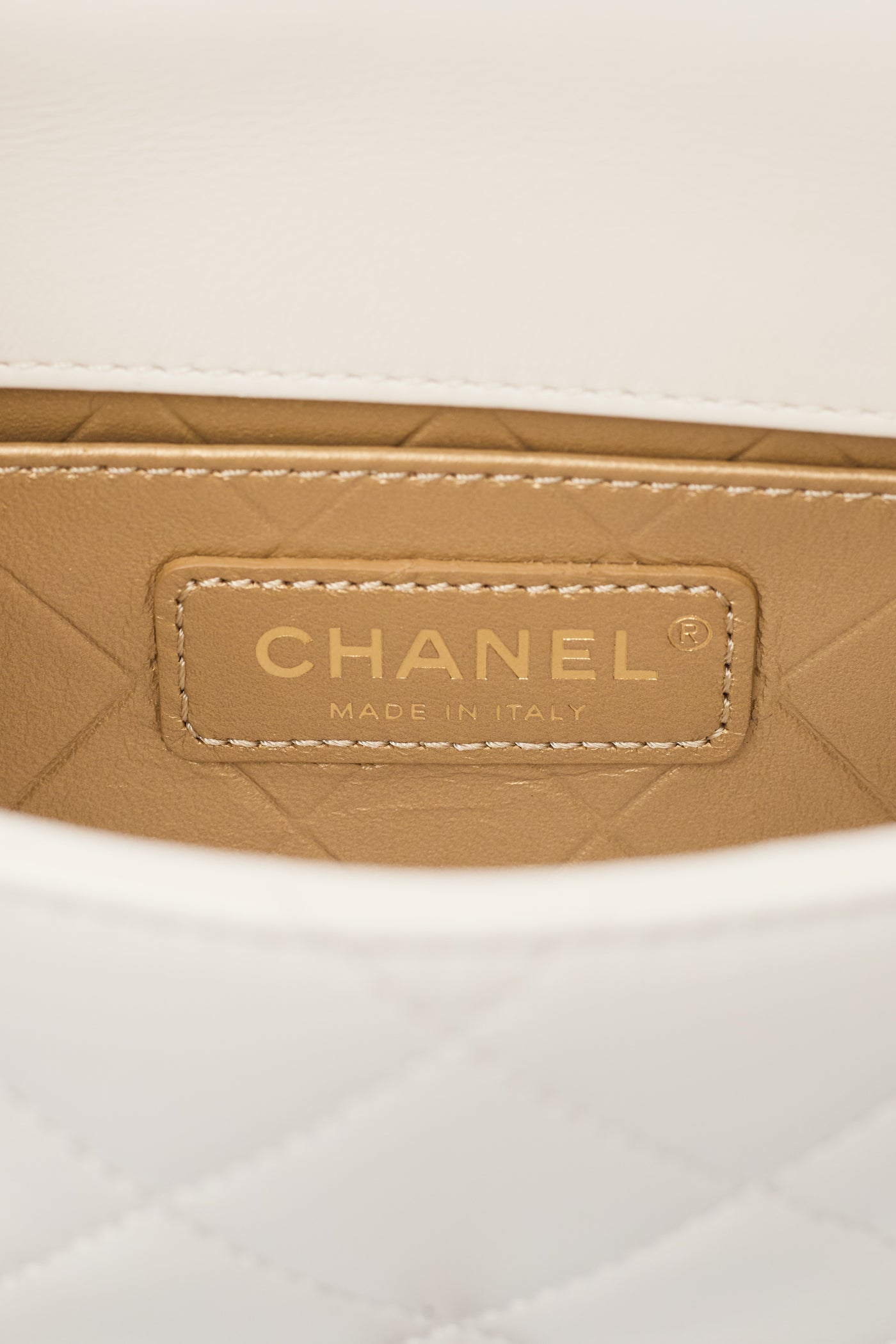 Chanel Limited Edition 2022 White Calfskin Logo Charm Mini Flap Bag