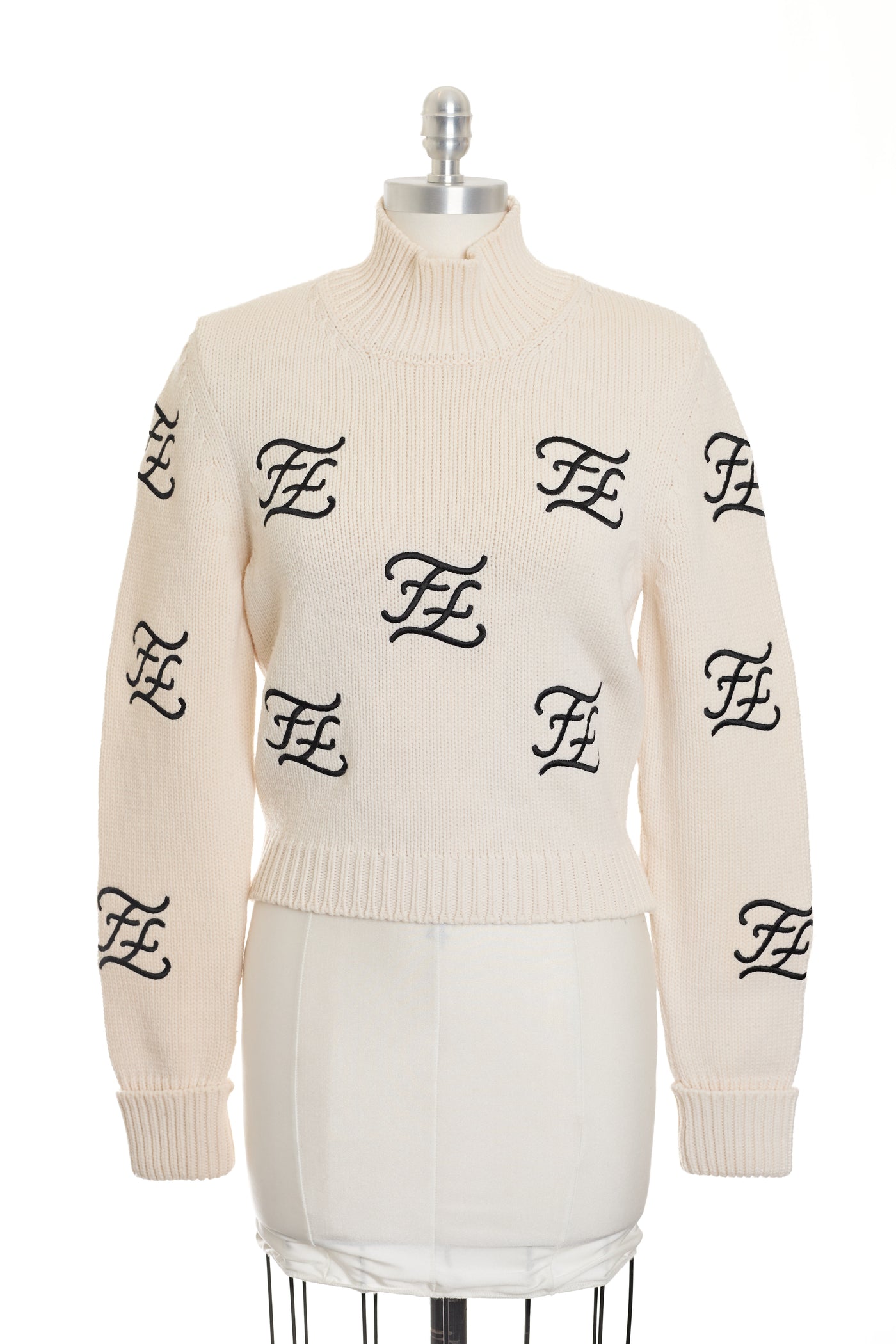 Fendi Cream Monogram Turtleneck