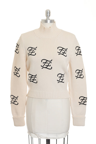 Fendi Cream Monogram Turtleneck