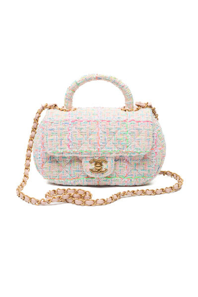 Chanel Neon and Pastel Tweed Two-Way Flap Bag