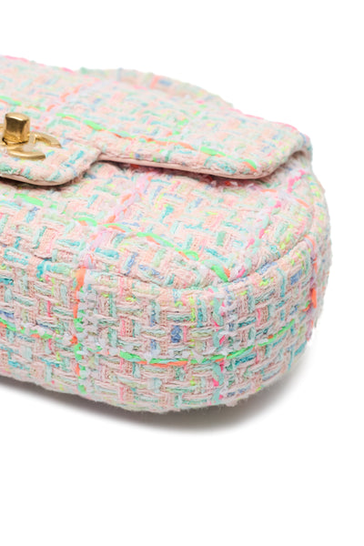 Chanel Neon and Pastel Tweed Two-Way Flap Bag