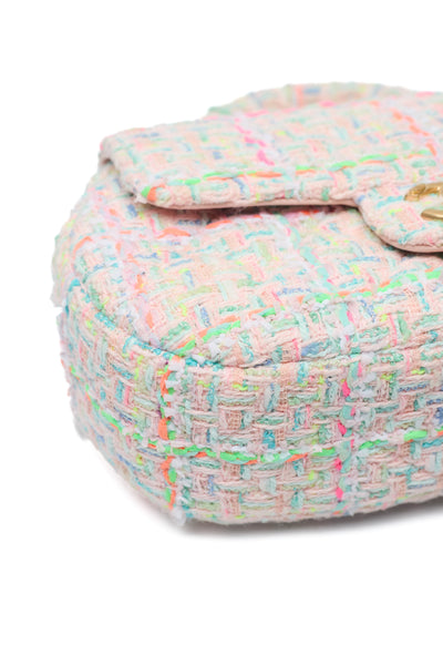 Chanel Neon and Pastel Tweed Two-Way Flap Bag