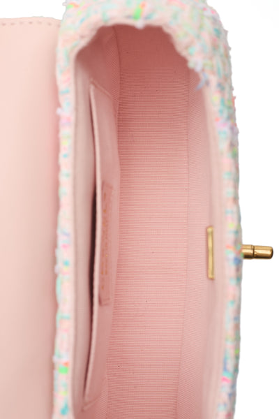 Chanel Neon and Pastel Tweed Two-Way Flap Bag