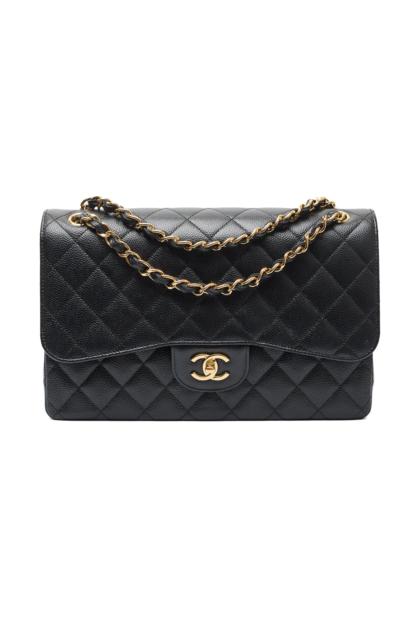 Chanel Black Caviar Jumbo Classic Double Flap
