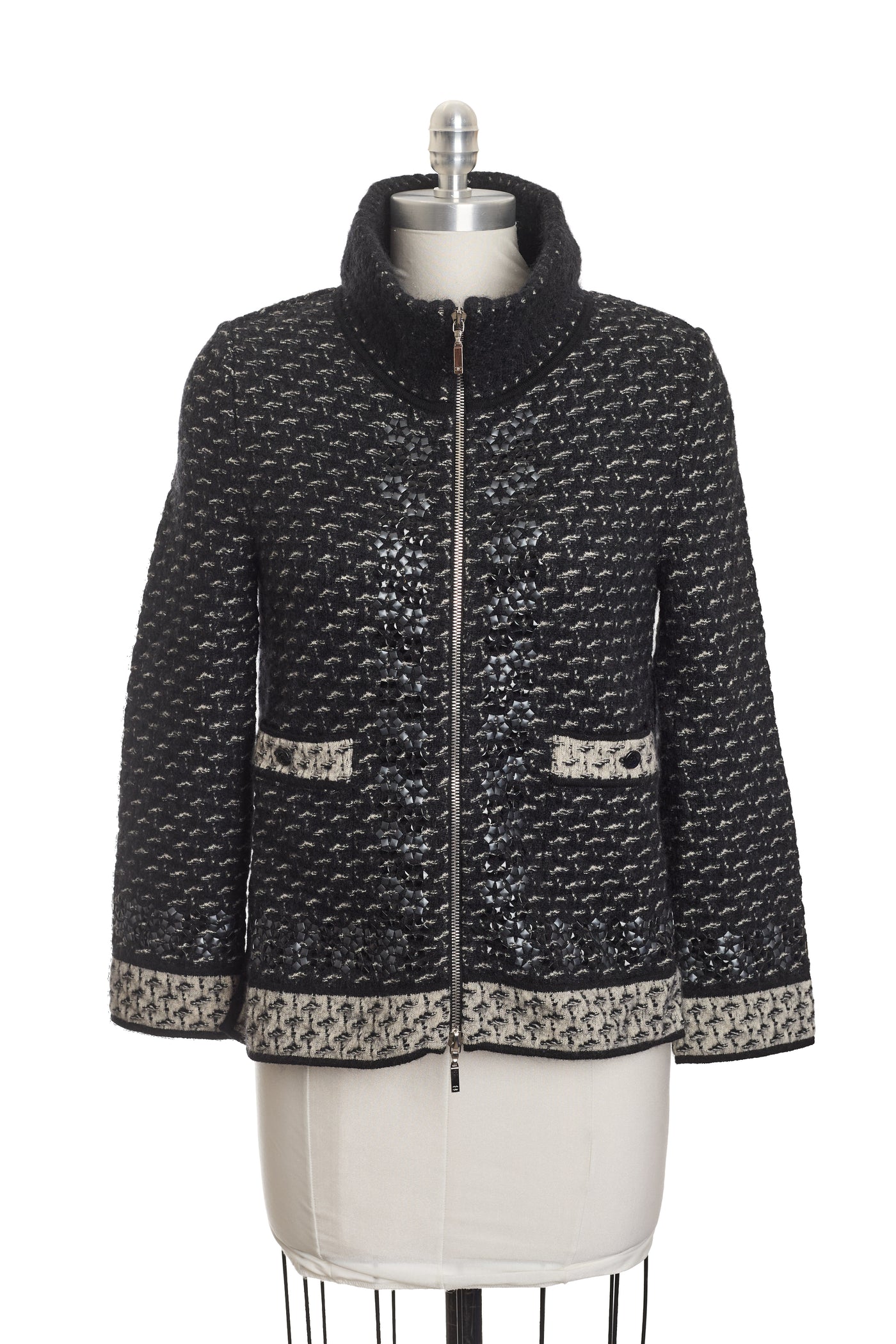 Chanel Cream and Black CC Zip UP