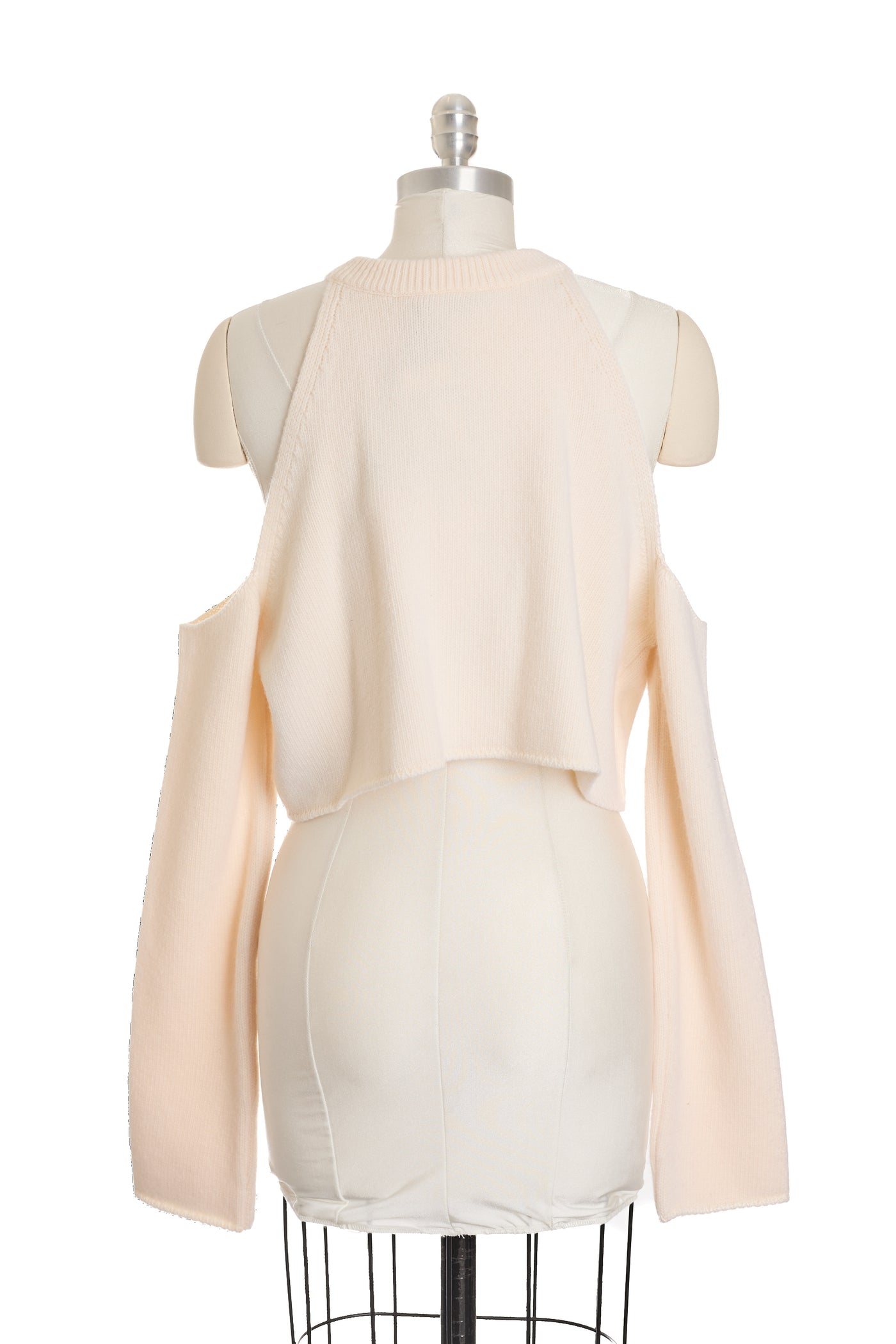 Balmain Cream Wool Chain Cropped Sweater