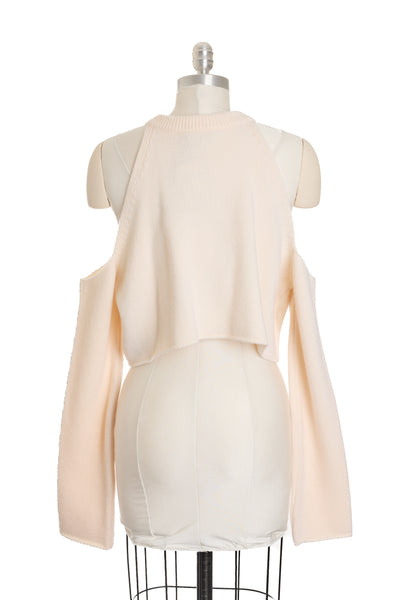 Balmain Cream Wool Chain Cropped Sweater