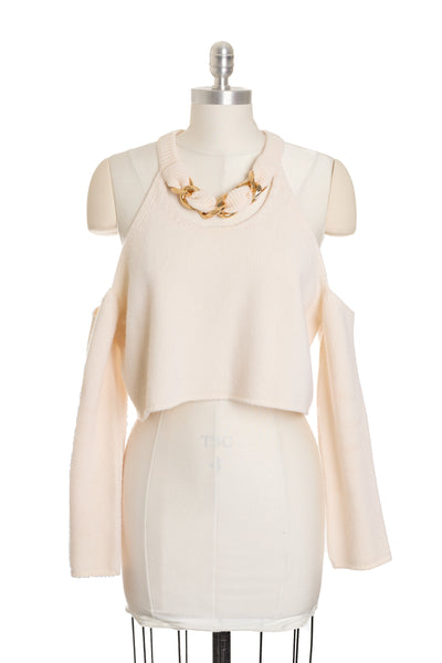 Balmain Cream Wool Chain Link Sweater