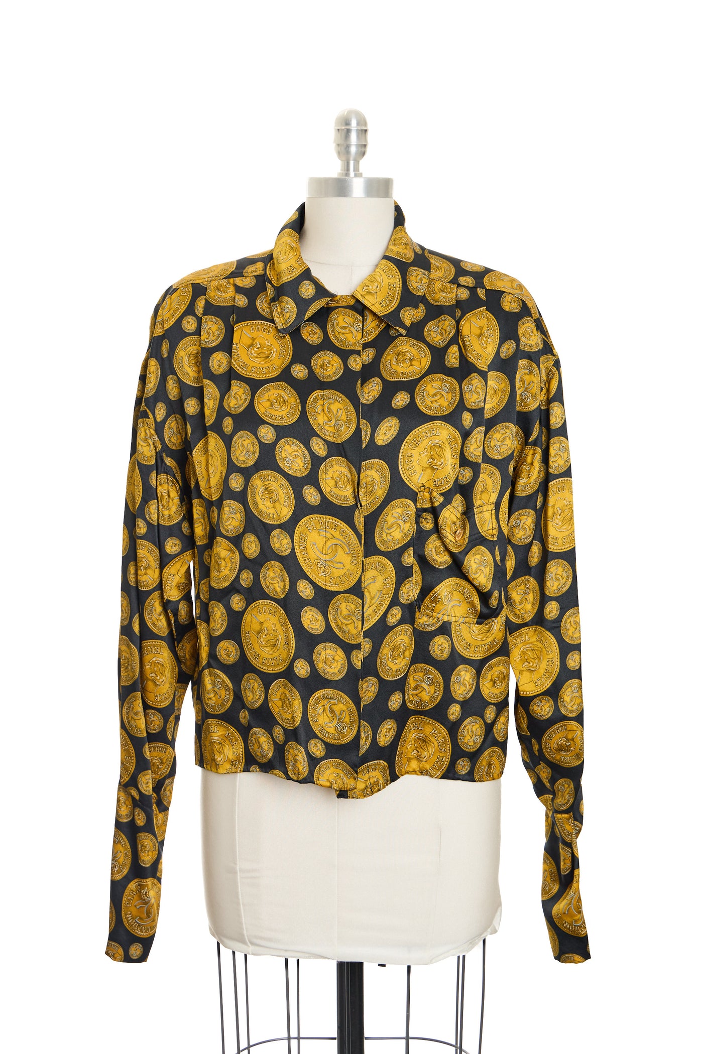 Chanel Vintage CC Coin Silk Blouse