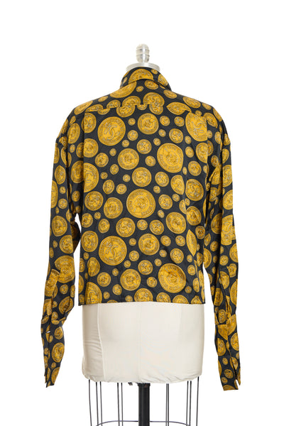 Chanel Vintage CC Coin Silk Blouse