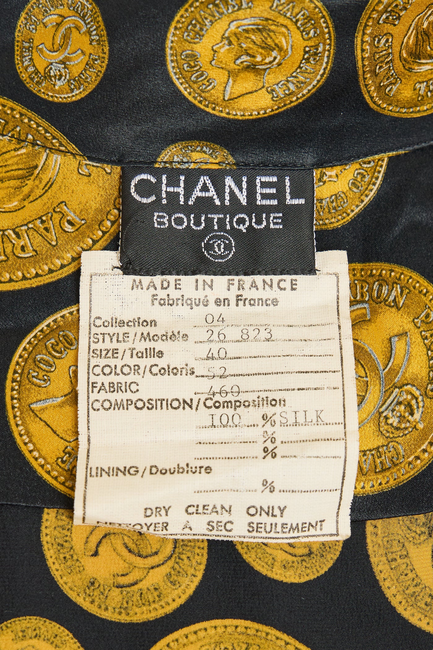Chanel Vintage CC Coin Silk Blouse
