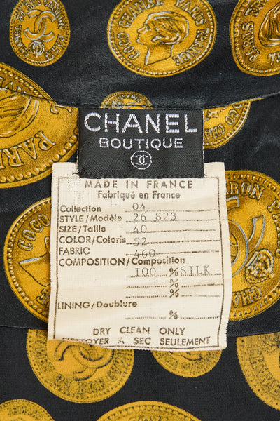 Chanel Vintage CC Coin Silk Blouse
