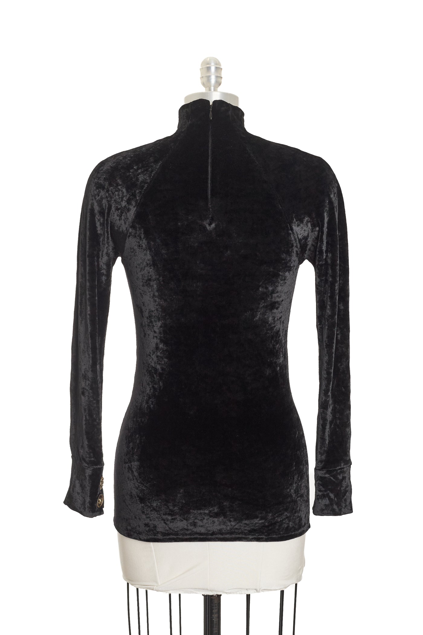 Chanel 2021 Runway Velour Icons Mock Neck Top
