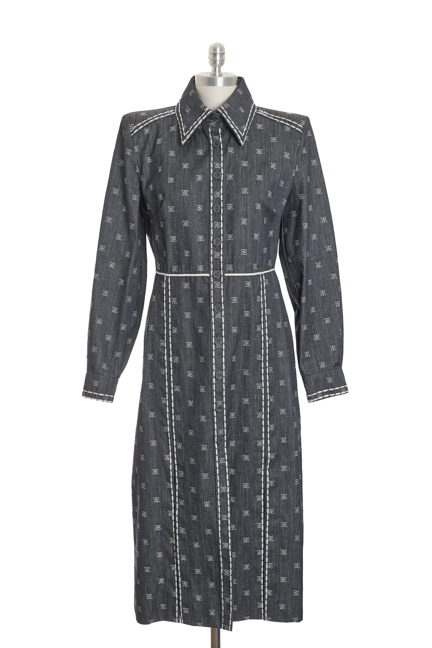 Fendi Denim Monogram Midi Dress