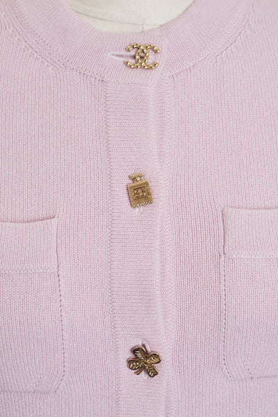 Chanel Baby Pink Cashmere Icon Button Duster