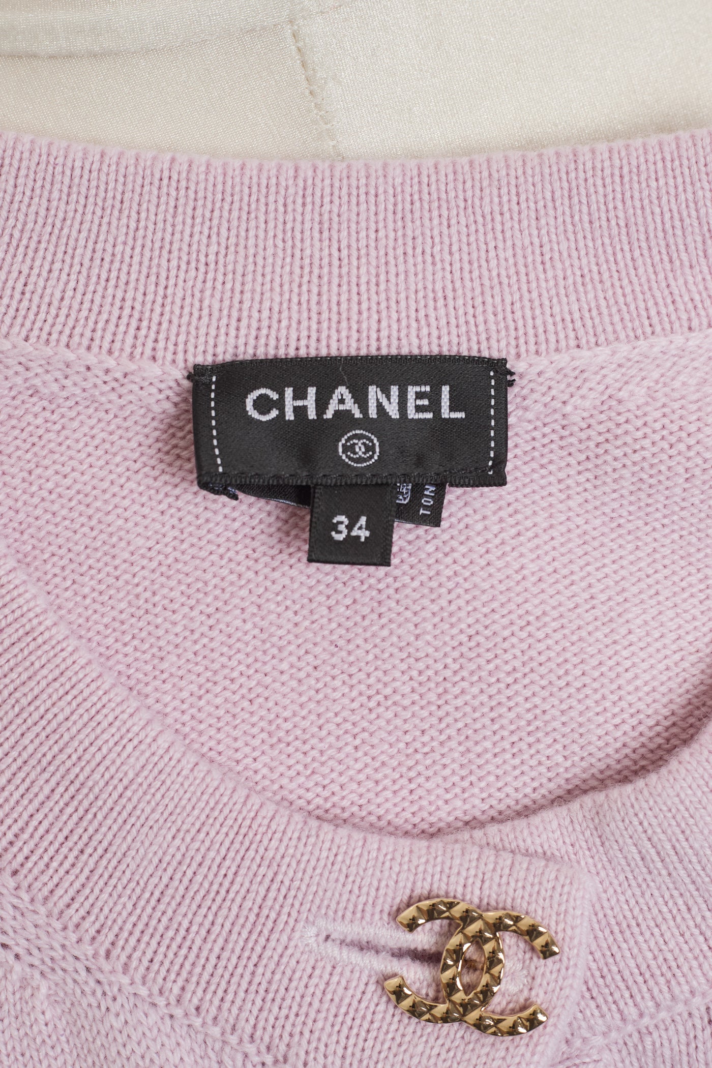 Chanel Baby Pink Cashmere Icon Button Duster