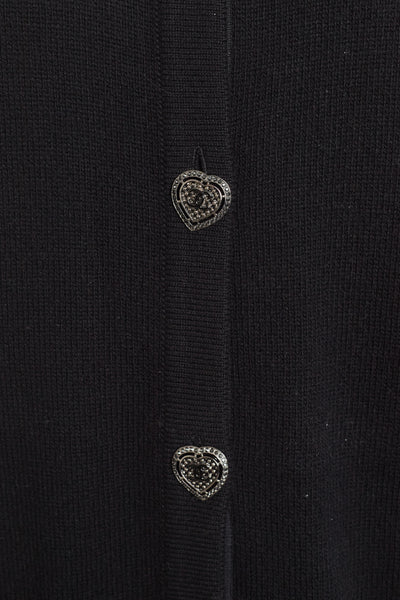 Chanel Black Cashmere Heart Button Cardigan