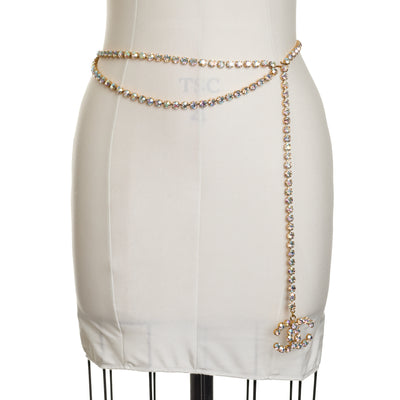 Chanel Vintage 1995 SS Runway Aurora Crystal CC Belt 97