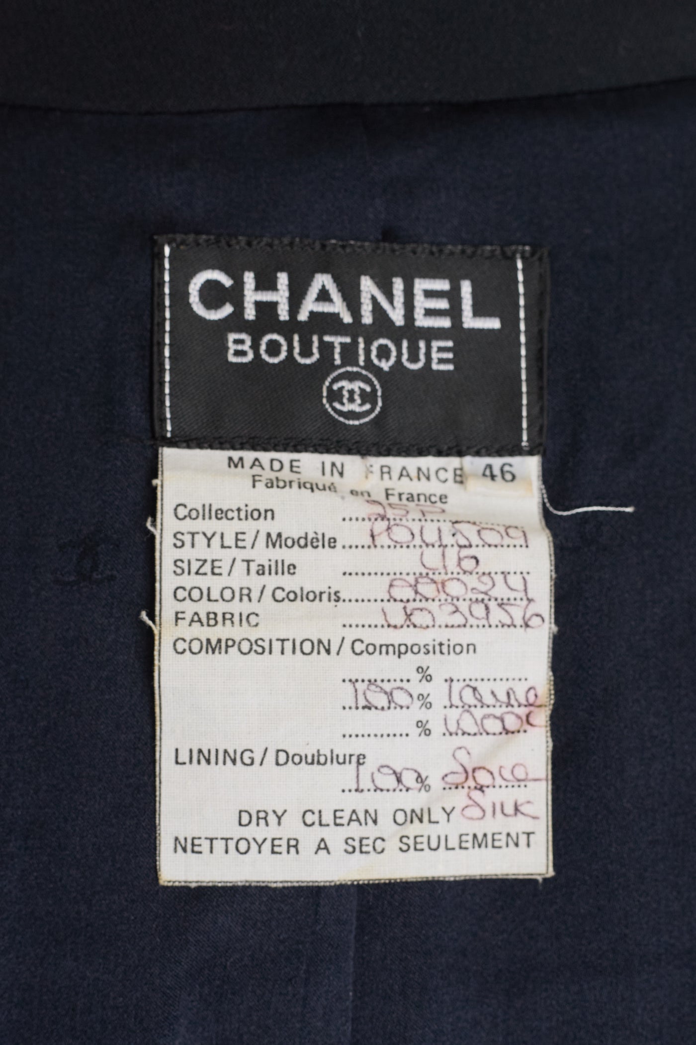 Chanel Vintage 1995 MIdnight Navy Collared Dress