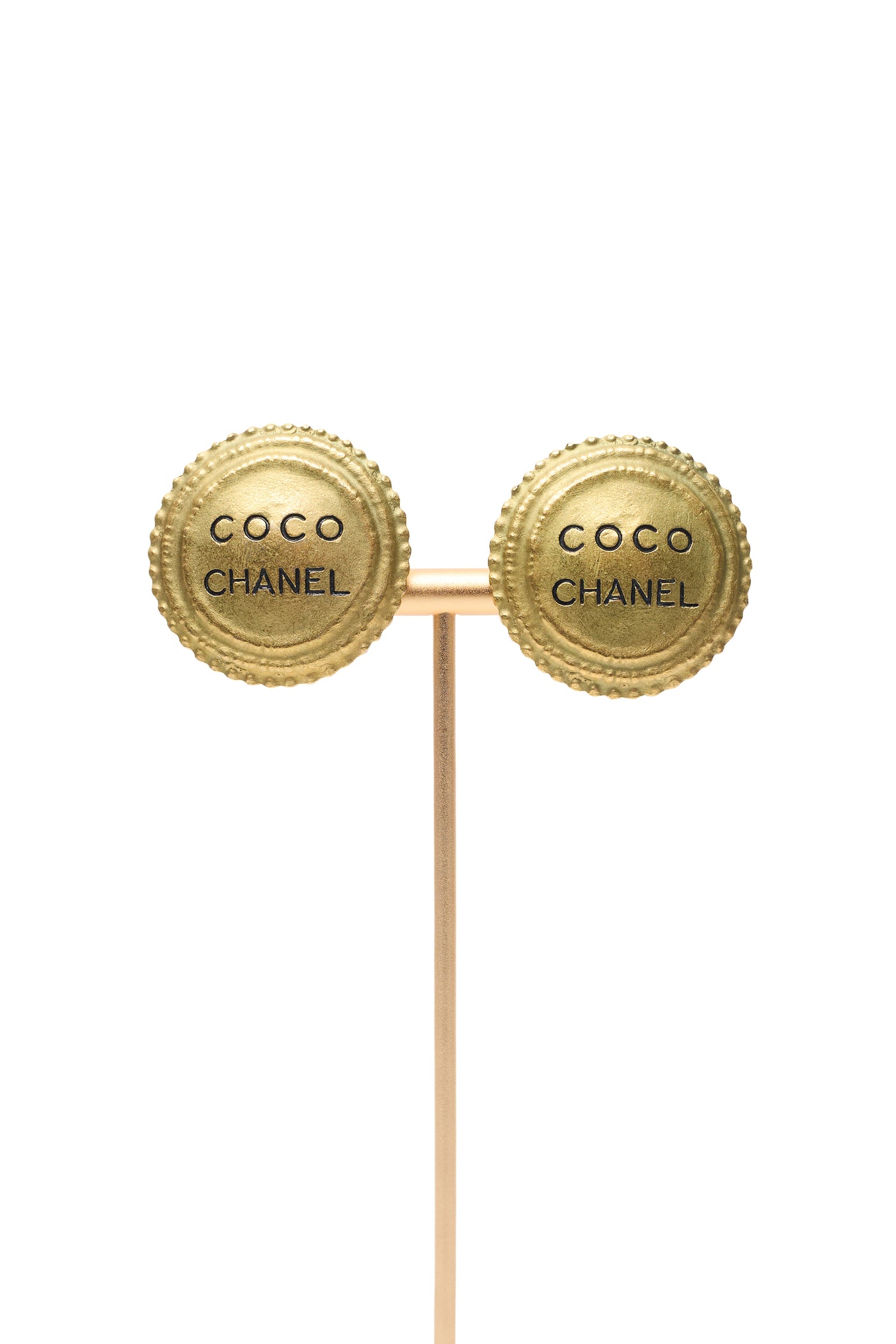 Chanel Vintage Logo Button Clip On Earrings