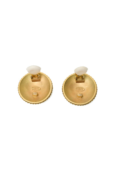 Chanel Vintage Logo Button Clip On Earrings