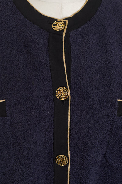 Chanel 2019 Cruise Runway Navy Blue Terry Cardigan