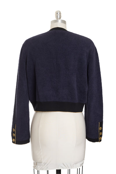 Chanel 2019 Cruise Runway Navy Blue Terry Cardigan