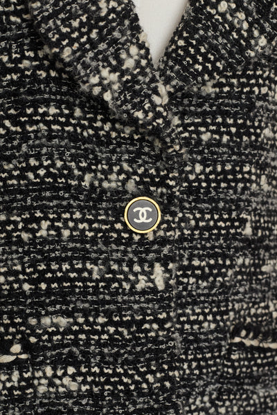 Chanel Vintage Black and Cream Tweed Jacket