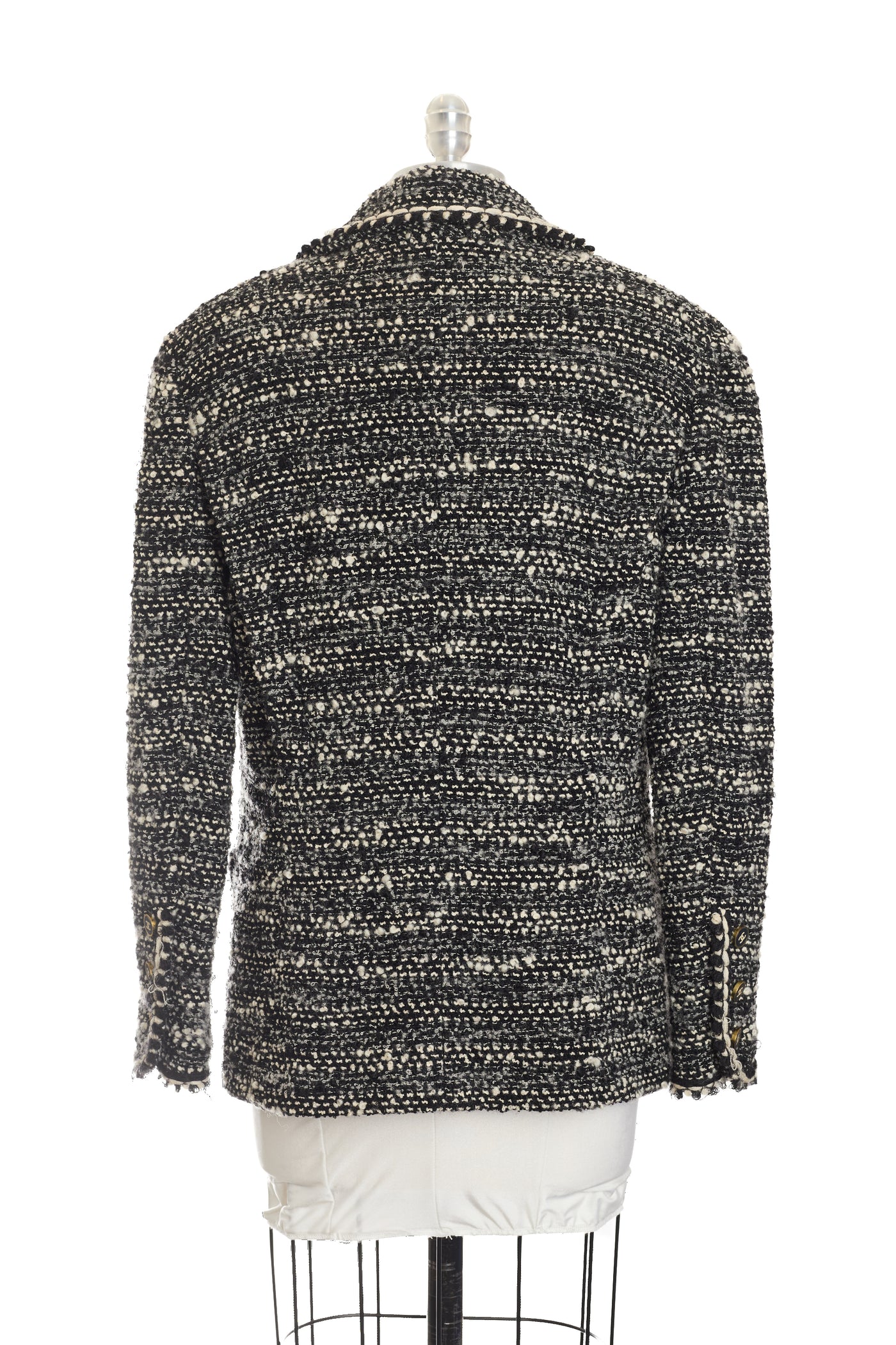 Chanel Vintage Black and Cream Tweed Jacket