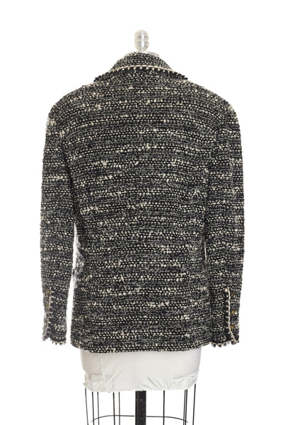 Chanel Vintage Black and Cream Tweed Jacket