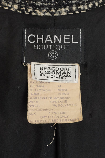 Chanel Vintage Black and Cream Tweed Jacket
