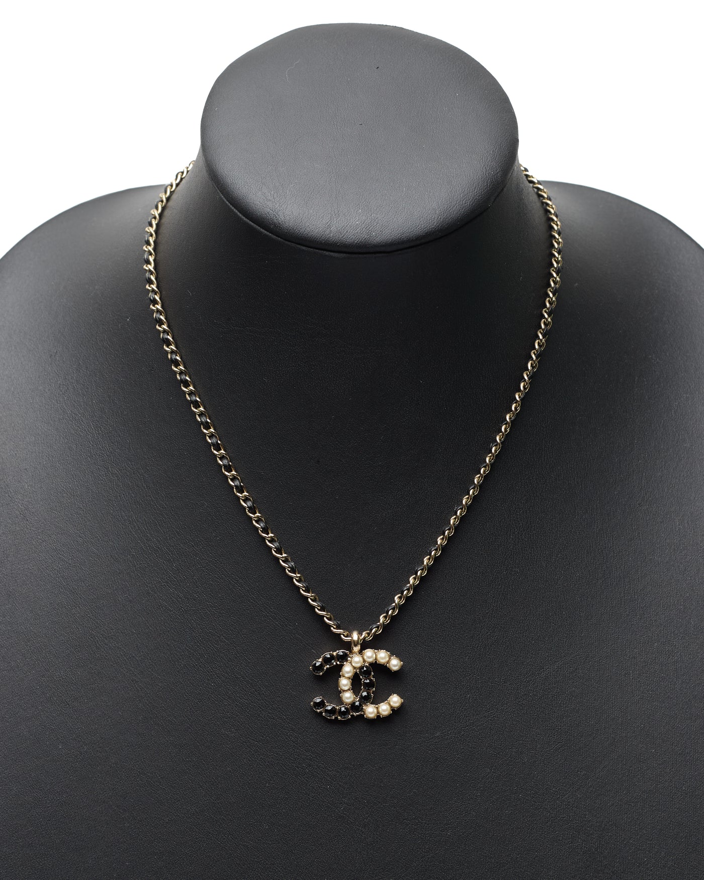 Chanel Faux Pearl and Crystal CC Pendant Necklace