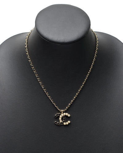 Chanel Faux Pearl and Crystal CC Pendant Necklace