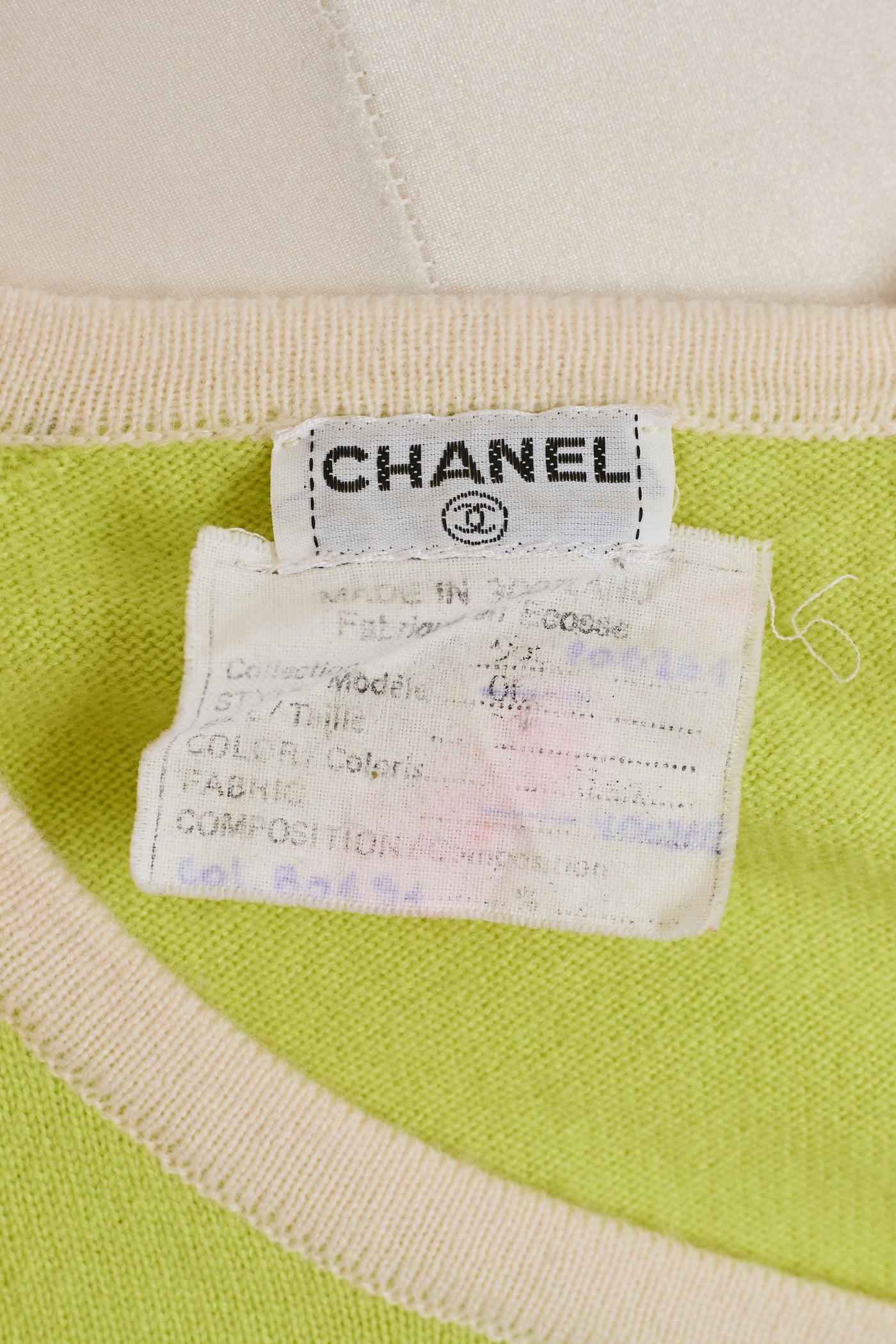 Chanel Vintage 1996 Chartreuse Cashmere Shirt