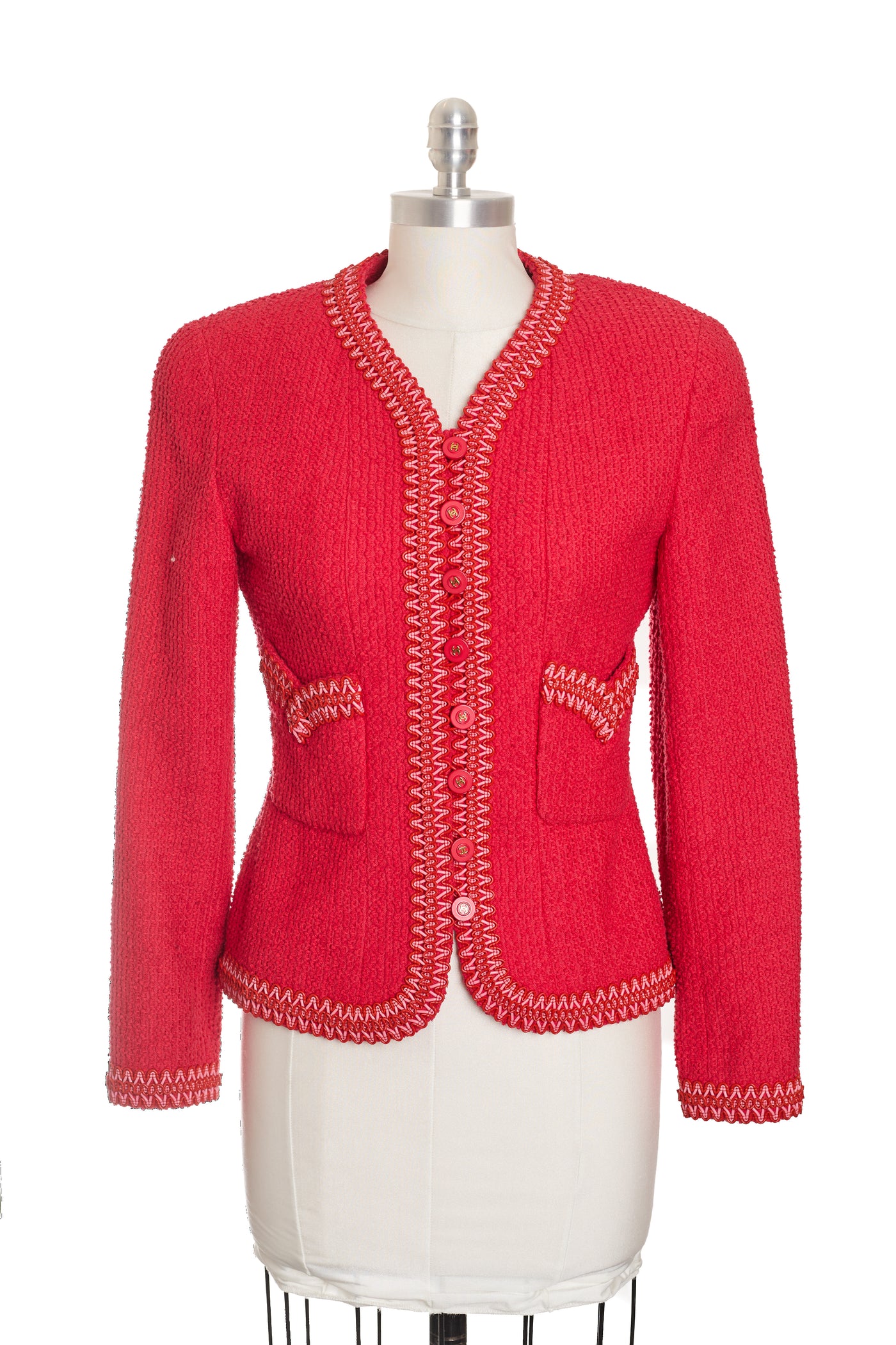 Chanel Vintage 1994 Runway Red Tweed Jacket
