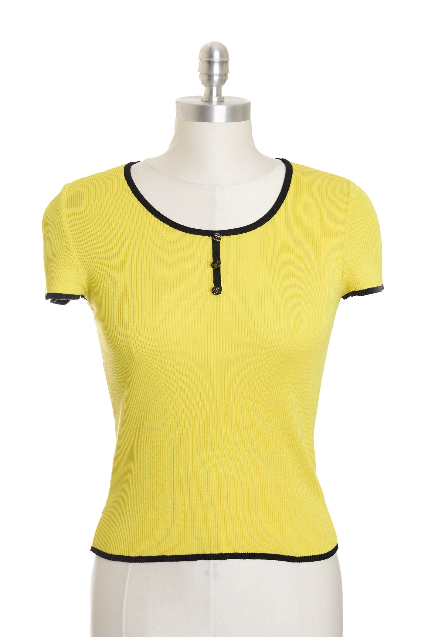 Chanel Vintage 1995 Yellow Cotton Knit Top