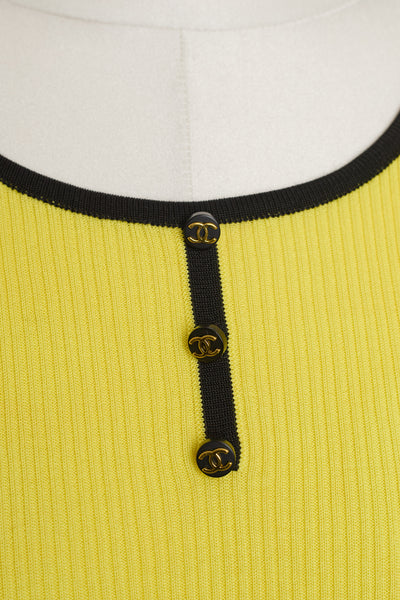 Chanel Vintage 1995 Yellow Cotton Knit Top