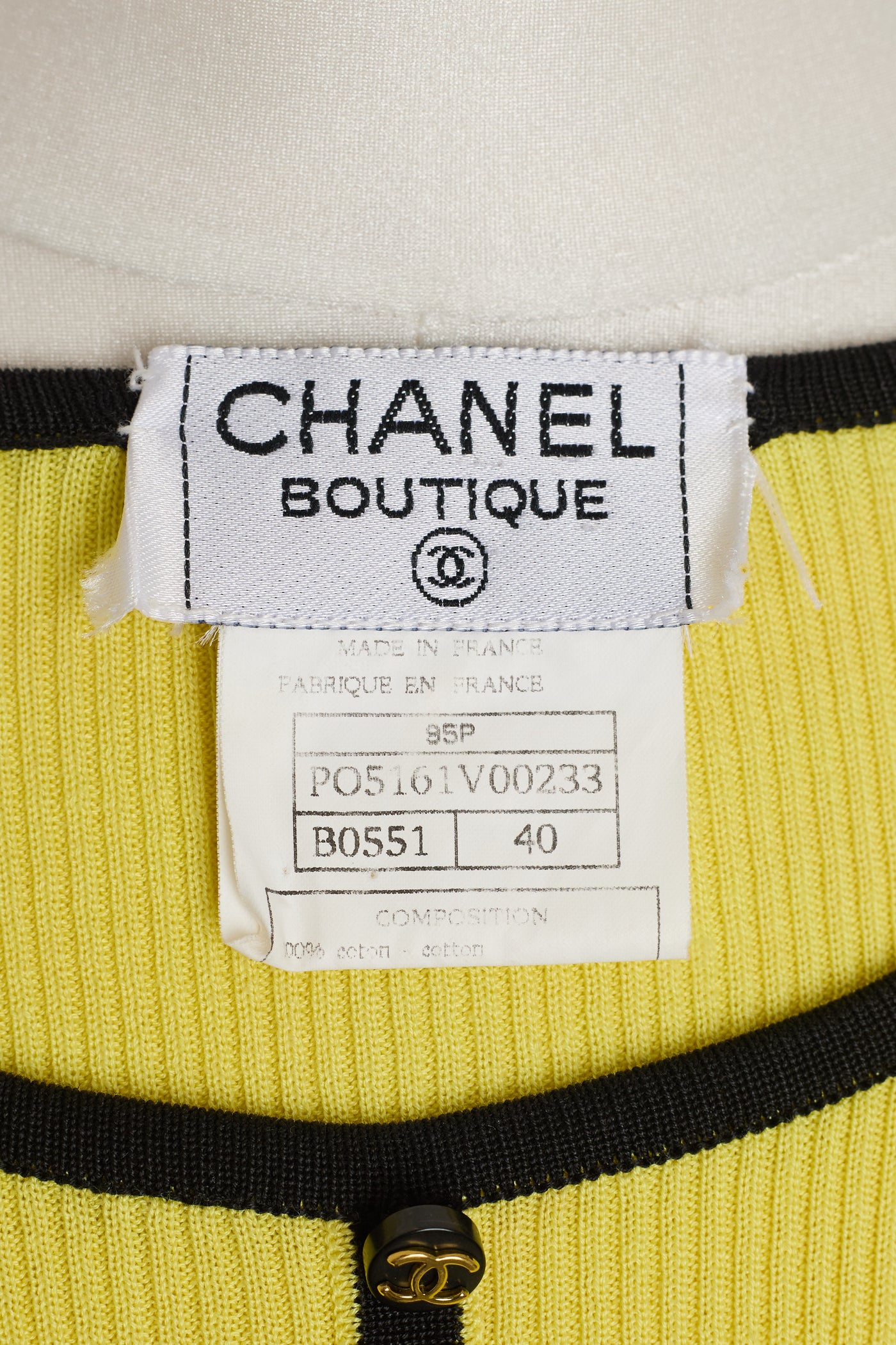 Chanel Vintage 1995 Yellow Cotton Knit Top